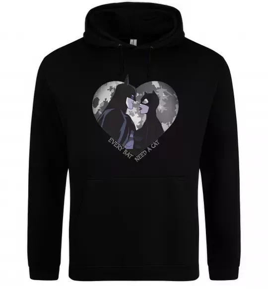 Мужская толстовка (худи) Every bat need a cat Черный фото