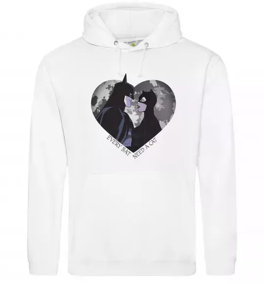 Мужская толстовка (худи) Every bat need a cat Белый фото