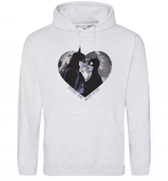 Мужская толстовка (худи) Every bat need a cat Серый меланж фото