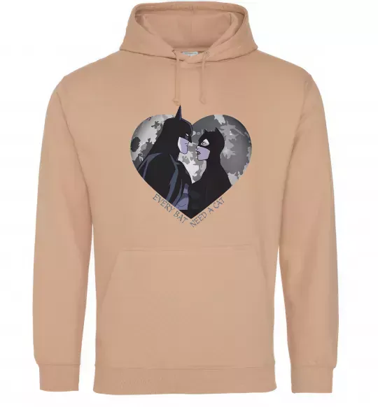 Мужская толстовка (худи) Every bat need a cat Песочный фото