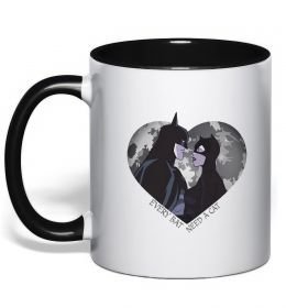 Чашка з кольоровою ручкою Every bat need a cat