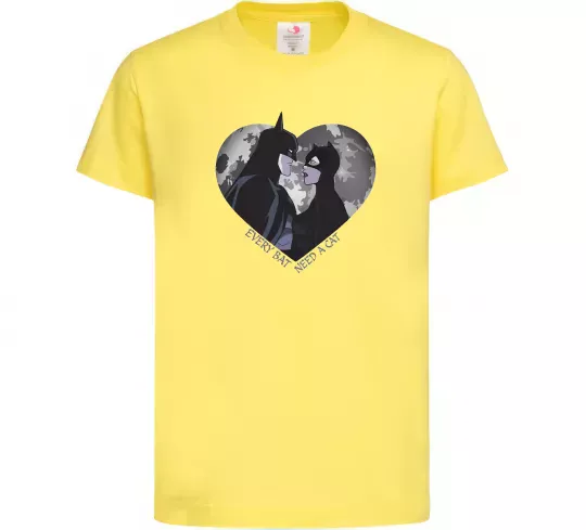 Дитяча футболка Every bat need a cat Лимонний фото