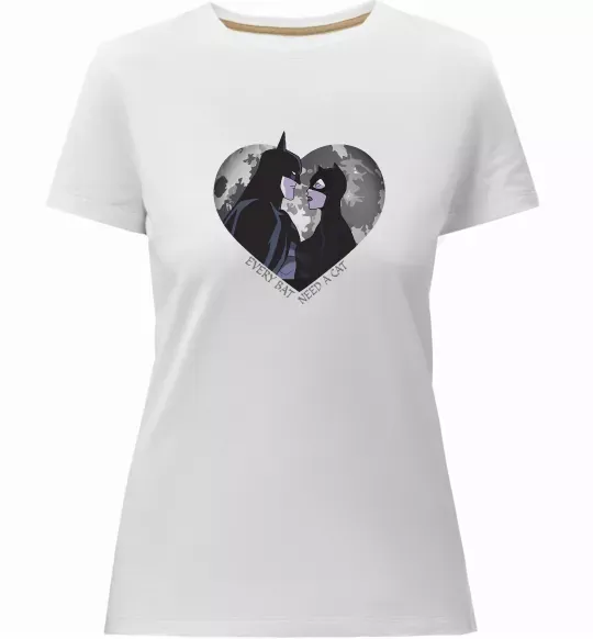 Женская премиум футболка Every bat need a cat Белый фото