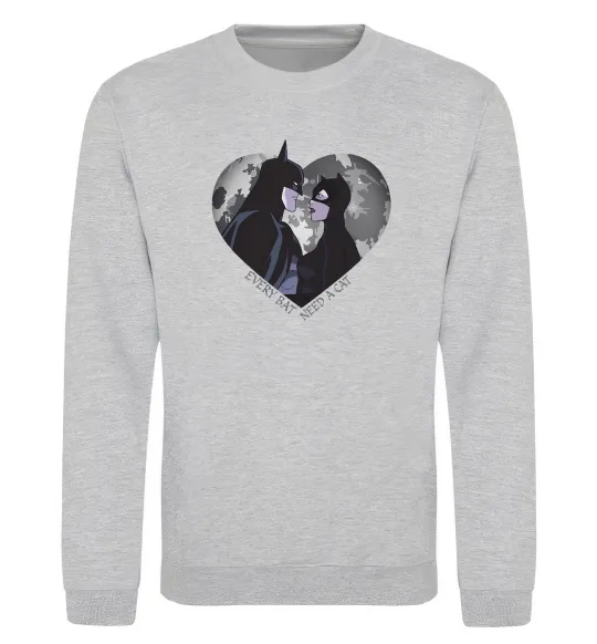 Свитшот Every bat need a cat Серый меланж фото