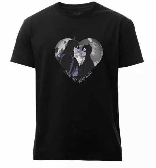 Мужская премиум футболка Every bat need a cat Черный фото