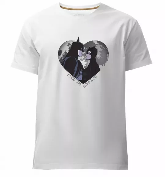 Мужская премиум футболка Every bat need a cat Белый фото