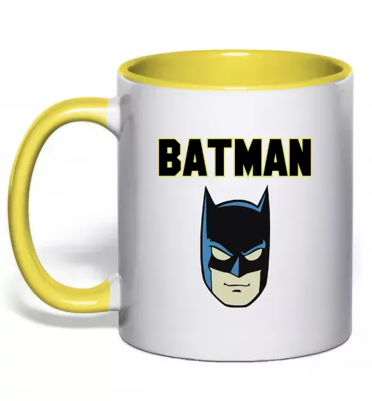 Чашка с цветной ручкой Batman head Солнечно желтый фото