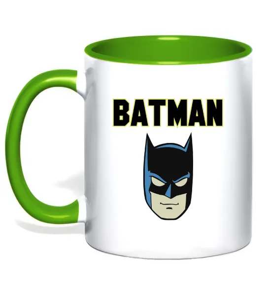 Чашка з кольоровою ручкою Batman head Лаймовий фото