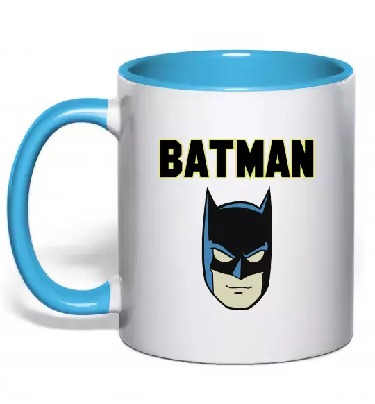 Чашка с цветной ручкой Batman head Голубой фото
