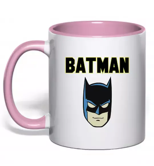 Чашка с цветной ручкой Batman head Нежно розовый фото