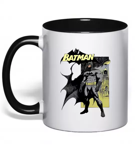 Чашка с цветной ручкой Комікс Бетмен Черный фото
