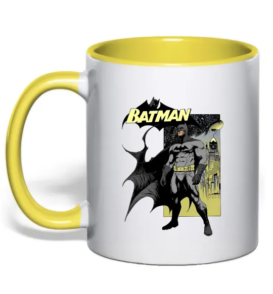 Чашка с цветной ручкой Комікс Бетмен Лимонный фото