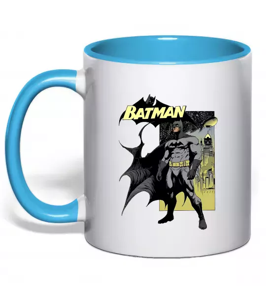 Чашка с цветной ручкой Комікс Бетмен Голубой фото
