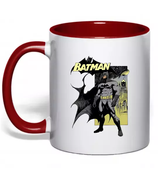 Чашка с цветной ручкой Комікс Бетмен Красный фото