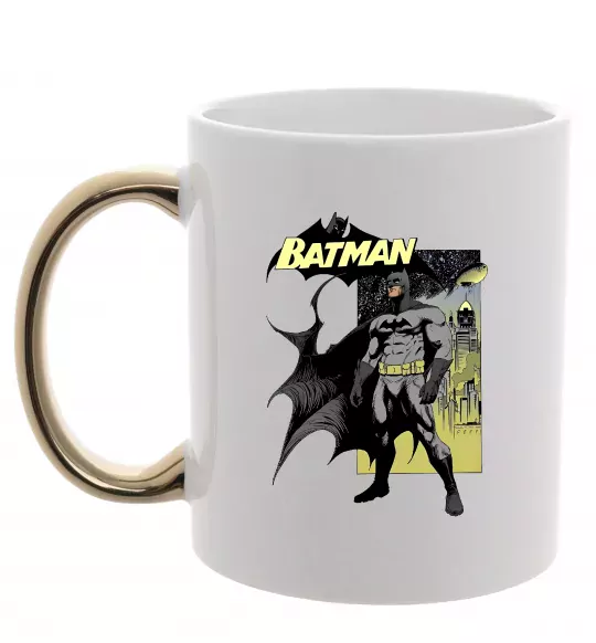 Чашка с цветной ручкой Комікс Бетмен Золото фото