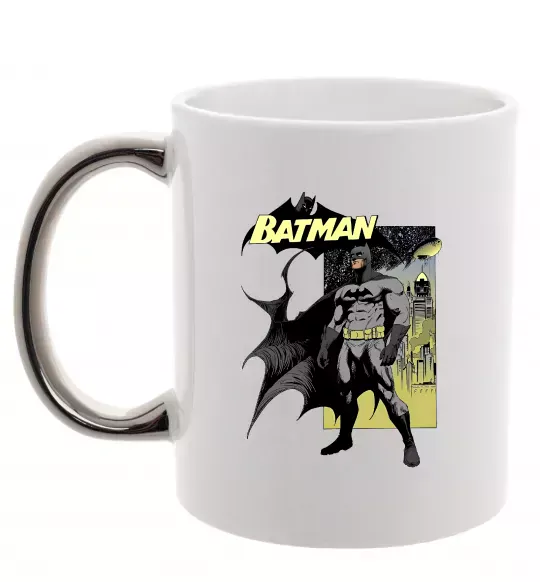 Чашка с цветной ручкой Комікс Бетмен Серебро фото