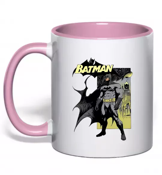 Чашка с цветной ручкой Комікс Бетмен Нежно розовый фото