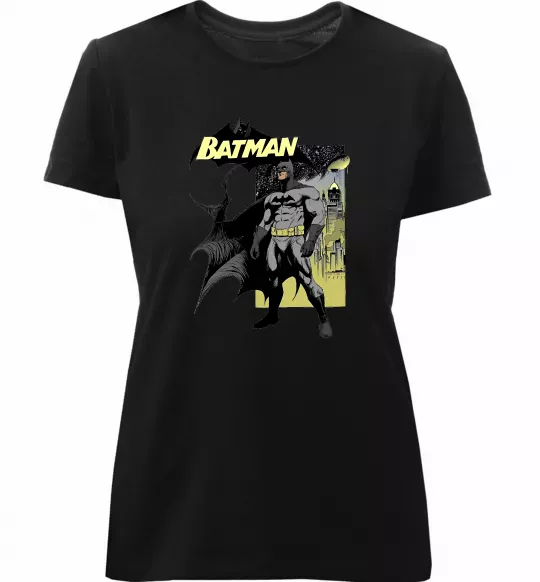Жіноча преміум футболка Комікс Бетмен Чорний фото