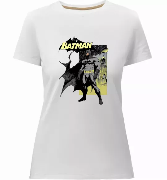 Жіноча преміум футболка Комікс Бетмен Білий фото
