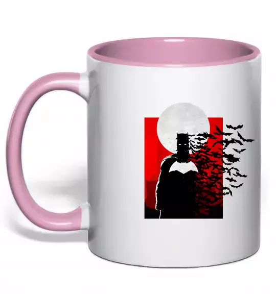 Чашка с цветной ручкой Batman кажани Нежно розовый фото