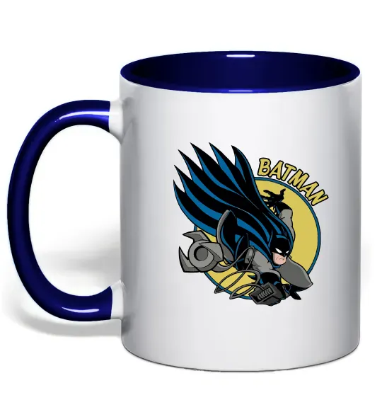 Чашка с цветной ручкой Бетмен в стрибку Глубокий темно-синий фото