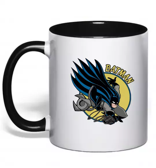 Чашка с цветной ручкой Бетмен в стрибку Черный фото