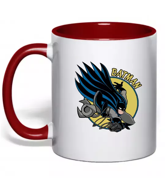 Чашка с цветной ручкой Бетмен в стрибку Красный фото