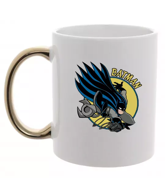 Чашка с цветной ручкой Бетмен в стрибку Золото фото