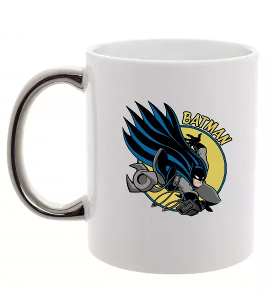 Чашка с цветной ручкой Бетмен в стрибку Серебро фото