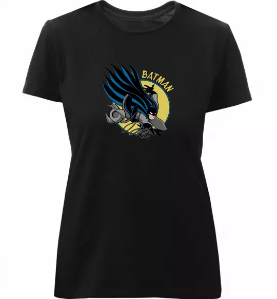 Жіноча преміум футболка Бетмен в стрибку Чорний фото