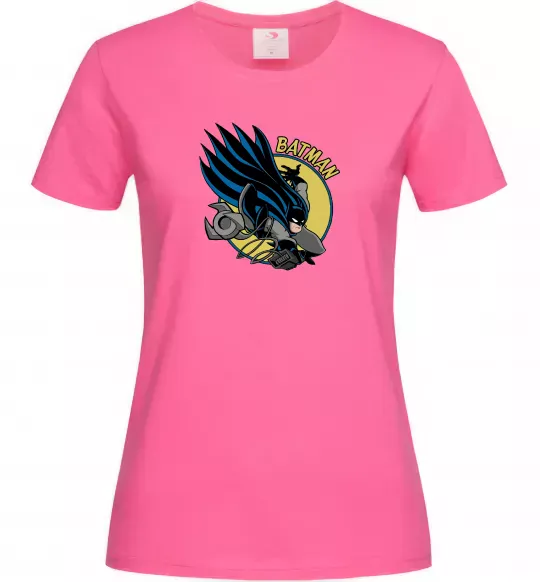 Женская футболка Бетмен в стрибку Ярко-розовый фото