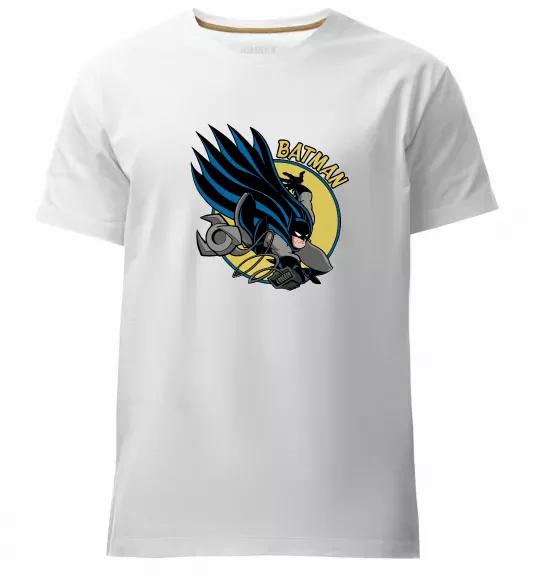 Чоловіча преміум футболка Бетмен в стрибку Білий фото
