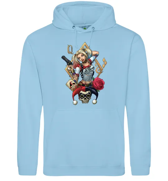 Жіноча толстовка (худі) Харлі Квін карта Блакитний фото