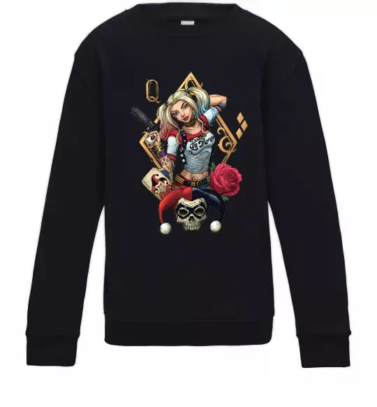 Дитячий світшот Харлі Квін карта Чорний фото