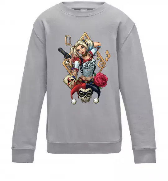 Дитячий світшот Харлі Квін карта Сірий меланж фото