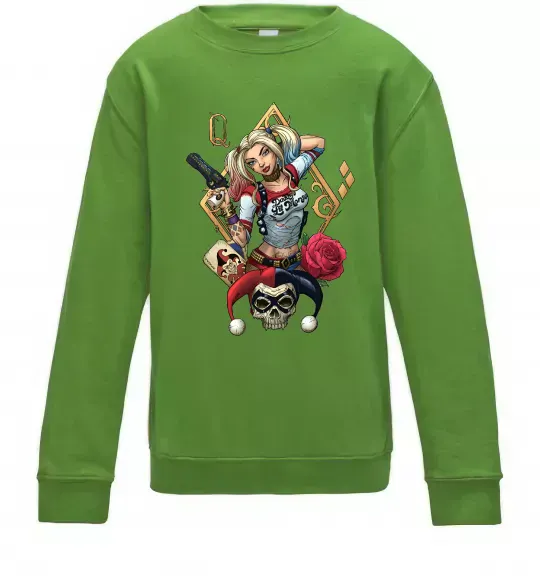 Дитячий світшот Харлі Квін карта Лаймовий фото