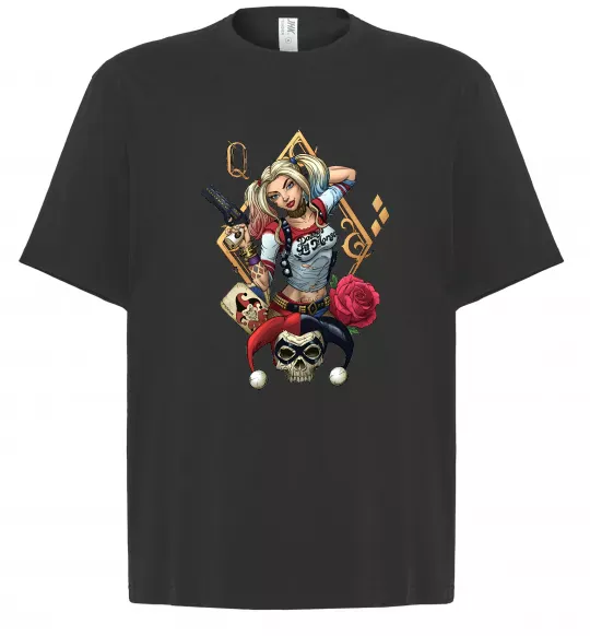 Футболка Оверсайз Харлі Квін карта Черный фото