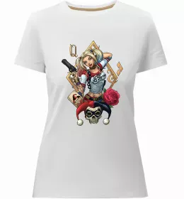 Женская премиум футболка Джокер Постер Белый фото