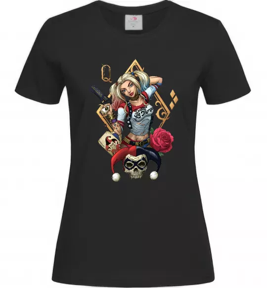 Женская футболка Харлі Квін карта Черный фото