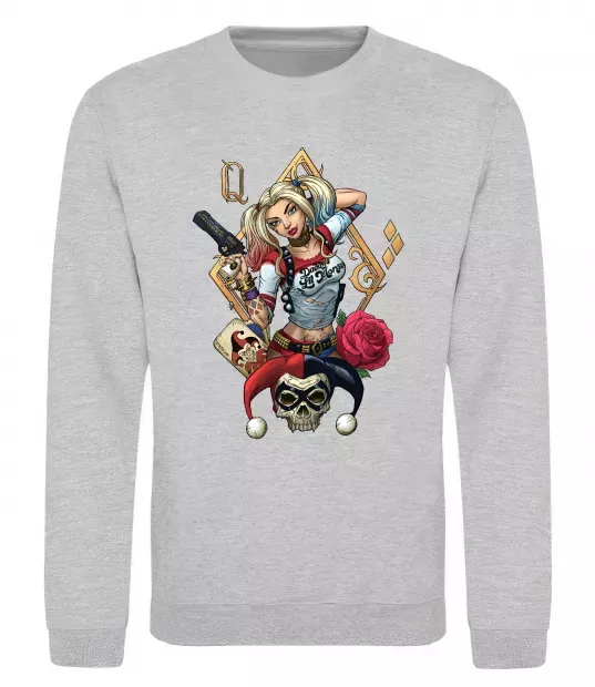 Світшот Харлі Квін карта Сірий меланж фото