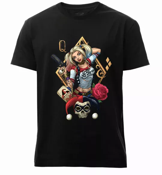 Мужская премиум футболка Харлі Квін карта Черный фото