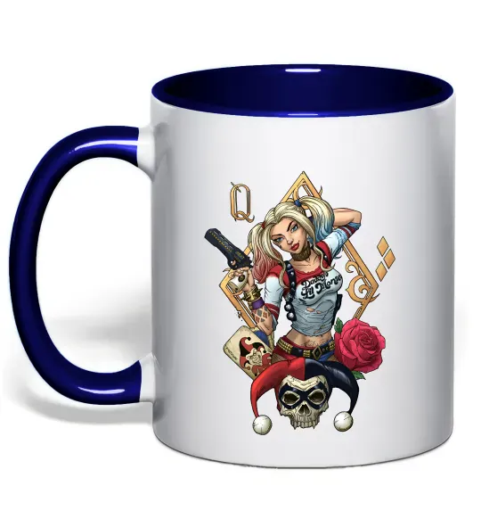 Чашка с цветной ручкой Харлі Квін карта Глубокий темно-синий фото