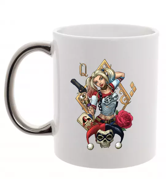 Чашка с цветной ручкой Харлі Квін карта Серебро фото