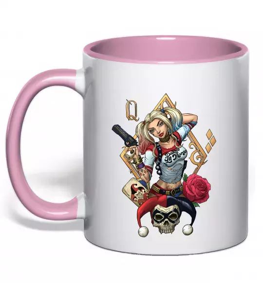 Чашка с цветной ручкой Харлі Квін карта Нежно розовый фото