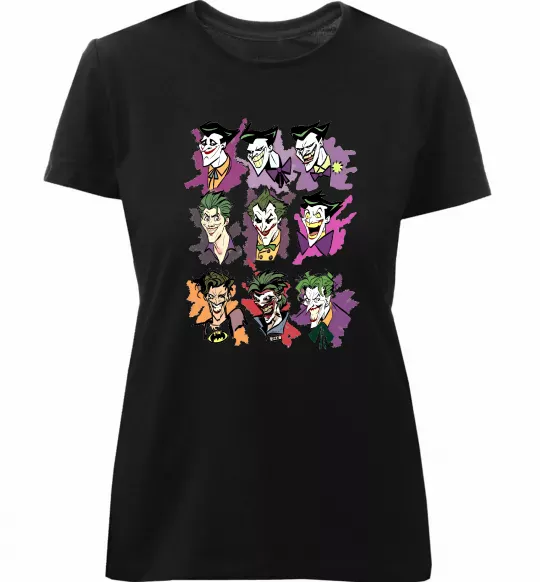 Женская премиум футболка Джокери Черный фото