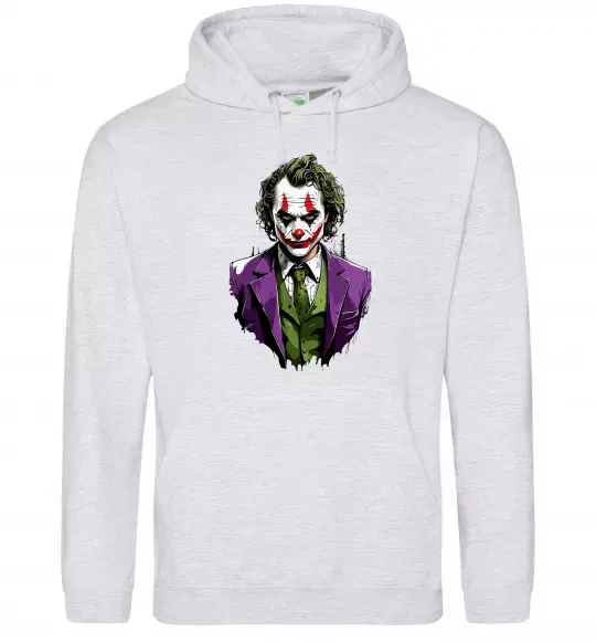 Мужская толстовка (худи) Джокер Серый меланж фото