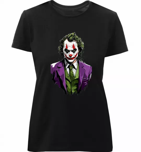 Женская премиум футболка Джокер Черный фото