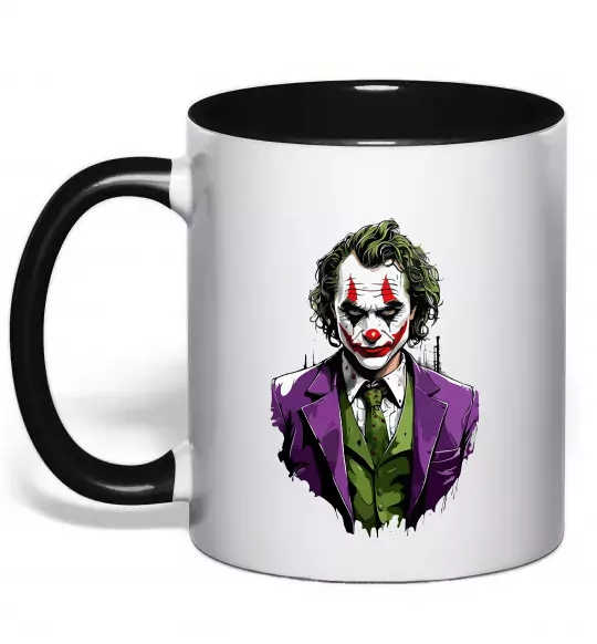 Чашка з кольоровою ручкою Джокер Чорний фото