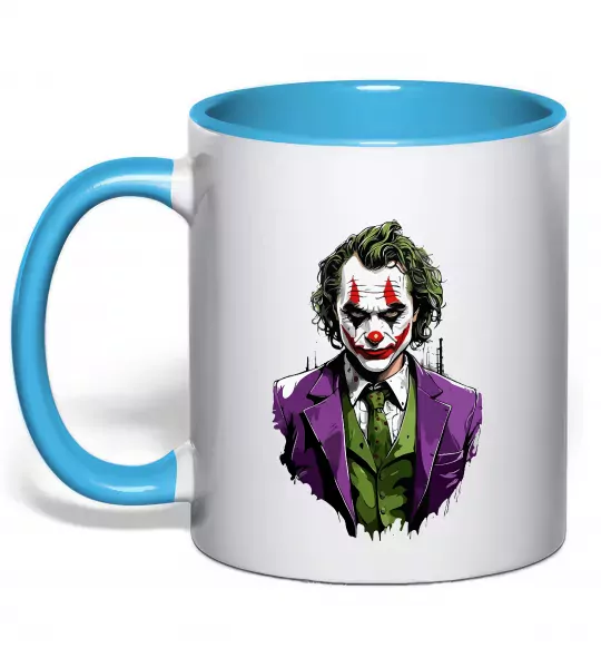 Чашка з кольоровою ручкою Джокер Блакитний фото