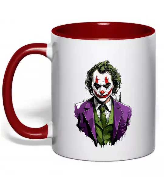 Чашка з кольоровою ручкою Джокер Червоний фото